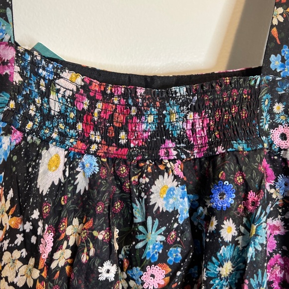 Anthropologie Floral Organdy Tiered Embellished Sequins Midi Dress 2x - Picture 12 of 13